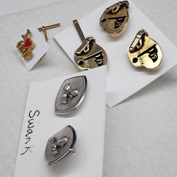 Vintage Swank Golf Themed Mens Accessories Set W/ Cufflinks Tie Bar & Lapel Pin - Picture 5 of 6